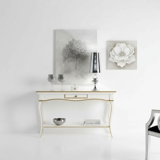 Konsolentisch Tisch Konsole Klassisch Sideboard Holz Luxus Weiß Design