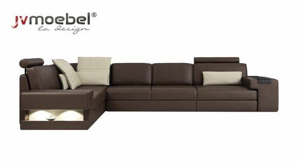 Wohnzimmer Braun Möbel Textil Sofas Ecksofa L Form Couch Polstermöbel