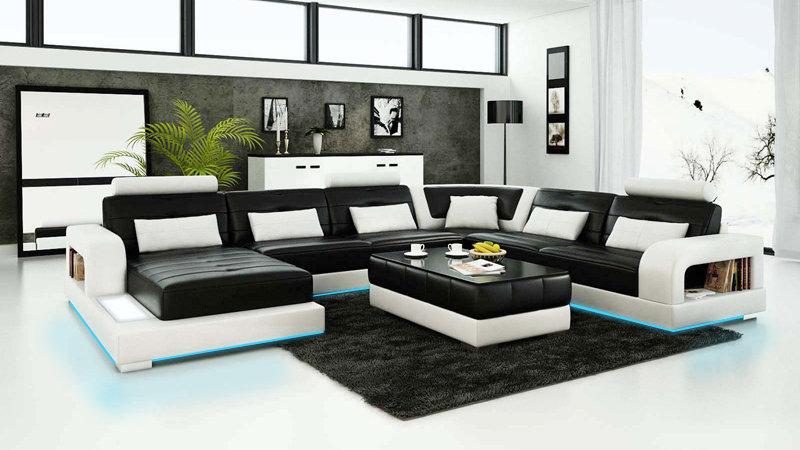 Ledersofa Couch Wohnlandschaft Ecksofa Eck Garnitur Design Modern Sofa