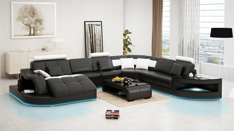 Ledersofa Couch Wohnlandschaft Ecksofa Eck Garnitur Design Modern Neu