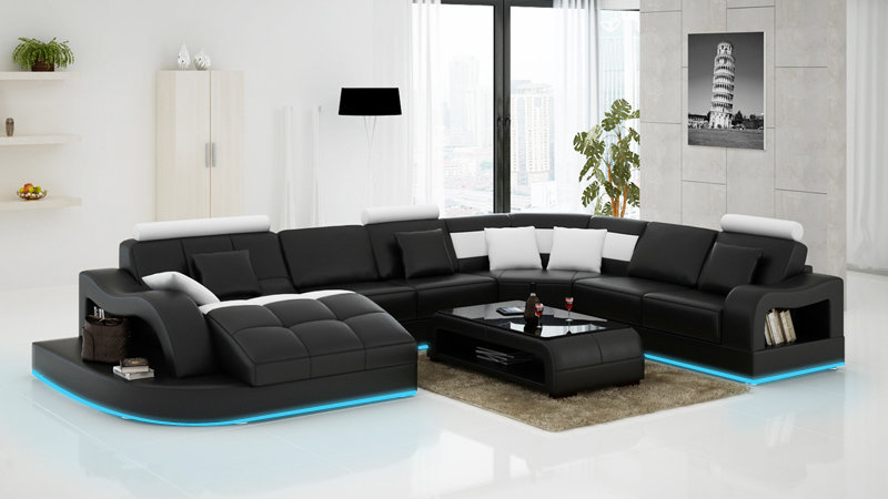 Ledersofa Couch Wohnlandschaft Ecksofa Eck Garnitur Design Modern Sofa