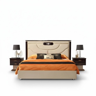 Leder Bett Polster Design Luxus Doppel Hotel Ehe Betten Holz Schlaf Zimmer