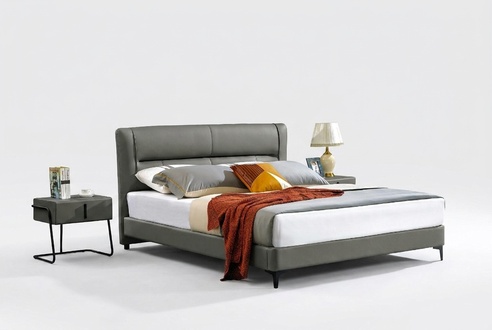 Lederbett Komplettes Schlafzimmer Bett Nachttischen 3 tlg. Garnitur Hotel