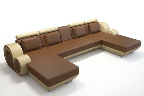 Ledersofa Berlin U-Form Couch Lederecksofa Ledereckcouch Sofa Garnitur XXL Liege
