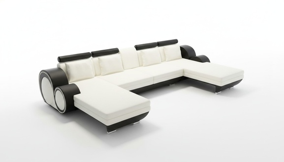 Ledersofa Berlin U-Form + USB Lederecksofa Ledereckcouch Sofa Garnitur XXL Liege