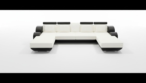Ledersofa Berlin U-Form Lederecksofa + USB Ledereckcouch Sofa Garnitur XXL Liege