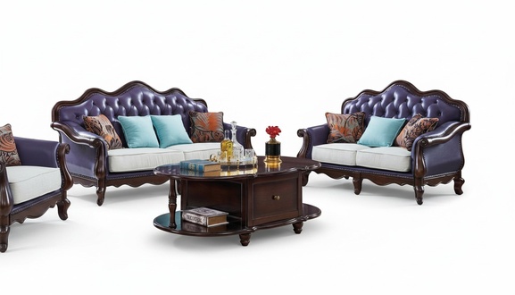 Ledersofa Chesterfield Lila Couch Klassische Sofagarnitur Couchen Set