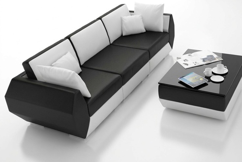 Ledersofa Couch Wohnlandschaft 3+3 Sitzer Garnitur Design Modern Sofa