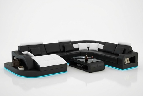 Ledersofa Couch Wohnlandschaft Ecksofa Eck Garnitur Design Modern Sofa