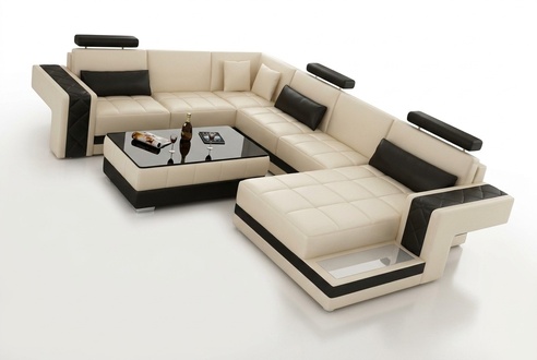 Ledersofa Couch Wohnlandschaft Ecksofa Eck Garnitur Design Modern Sofa