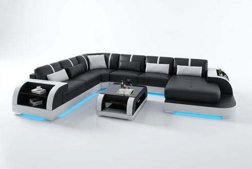 Ledersofa Couch Wohnlandschaft Ecksofa Eck Garnitur Design Modern Sofa