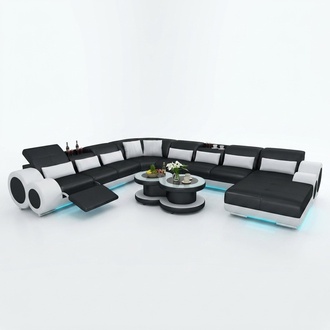 Ledersofa Couch Wohnlandschaft Ecksofa Eck Garnitur Design Modern
