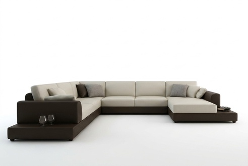 Ledersofa Couch Wohnlandschaft Ecksofa Eck Garnitur Design Modern