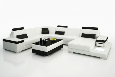 Ledersofa Designer Sofa U Form Wohnlandschaft Couch Polster Ecksofa
