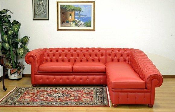 Design Chesterfield Ecksofa Eckcouch Loungesofa Couch Red Leder