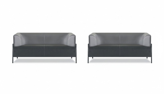 Schwarze Kunstleder Arbeitszimmer Sitzmöbel Moderne 2x 2-Sitzer 2tlg Set