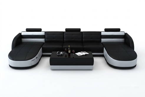Ledersofa Sofa Couch Wohnlandschaft Ecksofa Garnitur Design Modern