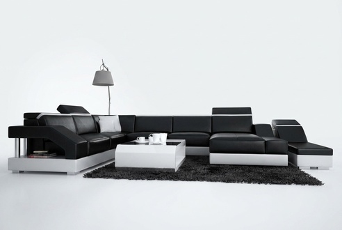 Ledersofa Sofa Couch Wohnlandschaft Ecksofa Garnitur Design Modern