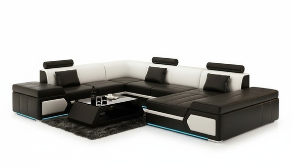 Ledersofa Sofa Couch Wohnlandschaft Ecksofa Garnitur Design Modern Sofa K5013