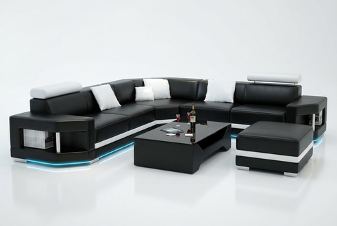 Ledersofa Sofa Couch Wohnlandschaft Ecksofa Garnitur Design Modern
