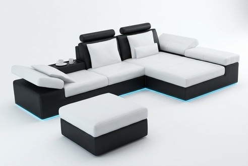 Ledersofa Sofa Couch Wohnlandschaft Ecksofa Garnitur Design Modern