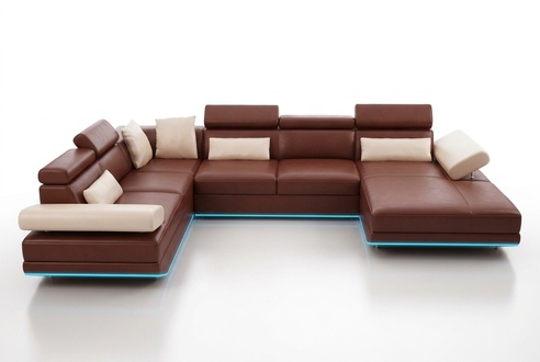 Ledersofa Sofa Couch Wohnlandschaft Ecksofa Garnitur Design Modern Sofa K5009