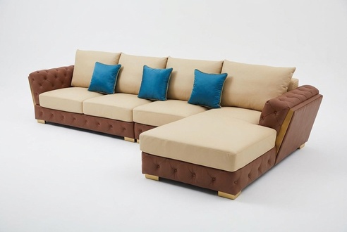 Ledersofa Sofa Luxus Couch Polster Möbel Beige Design Eckgarnitur Möbel