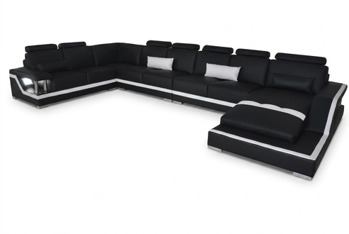Ledersofa Wohnlandschaft Eck Garnitur Design Modern Sofa U-Form mit USB L6002