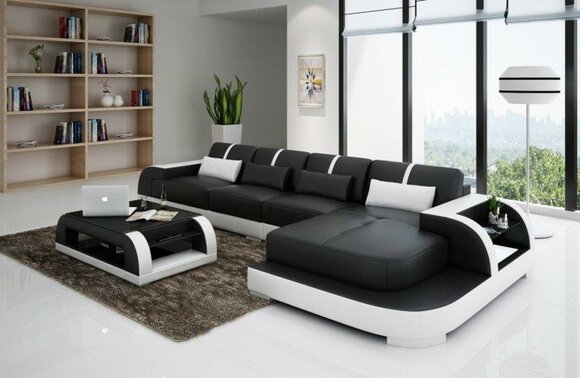 Leder L Form Wohnlandschaft Couch Big XXL Sofa Polster Ecke Garnitur