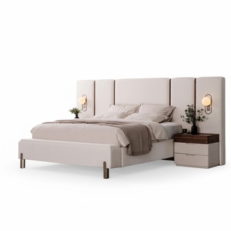 Luxuriös Komplett Schlafzimmer Möbel Set Bett mit Bank 2x Nachttische 3tlg