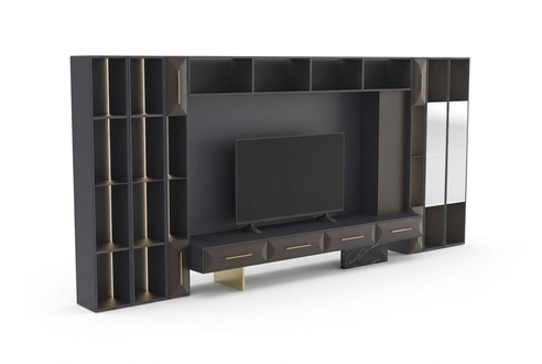 Luxuriös Wohnwand Wohnzimmer Möbel Holz TV Ständer Moderne Design neu