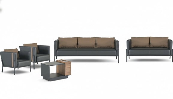 Luxuriöse Arbeitszimmer Sitzmöbel 3-Sitzer Zweisitzer 2x Polstersessel