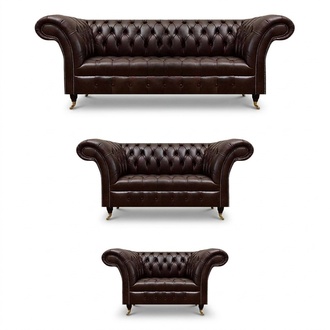Luxuriöse Chesterfield Braune Ledergarnitur Wohnzimmer Polster Möbel