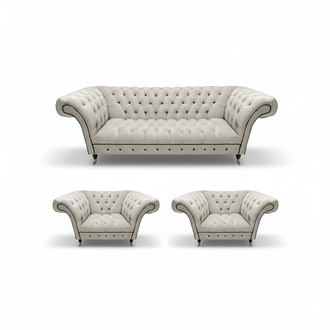 Luxuriöse Chesterfield Möbel Designer 2x Lehnsessel Moderner Dreisitzer