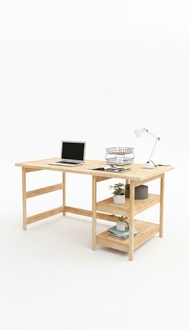 Luxuriöser Beiger Schreibtisch Designer Arbeitszimmer Holz Computertisch