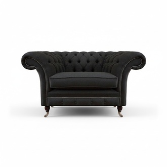 Luxuriöser Schwarzer Chesterfield Einsitzer Wohnzimmer Polster Sessel