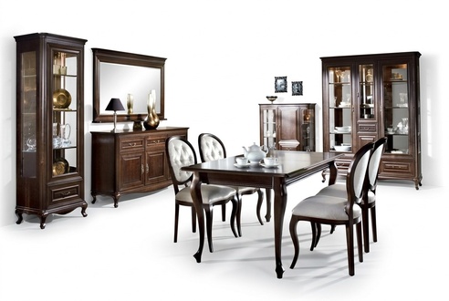 Luxuriöses Möbel Esstisch 4x Stühle Klassisches Anrichte Stilvoller 2x Vitrine
