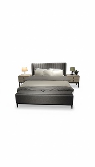 Luxuriöses Schlafzimmer Set Designer Doppelbett Elegant 2x Nachttische