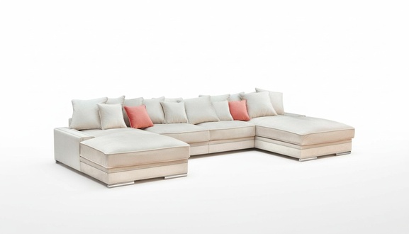Luxus Textil Modern Desing Ecksofa in U-Form Wohnlandschaft Polsterecke Neu