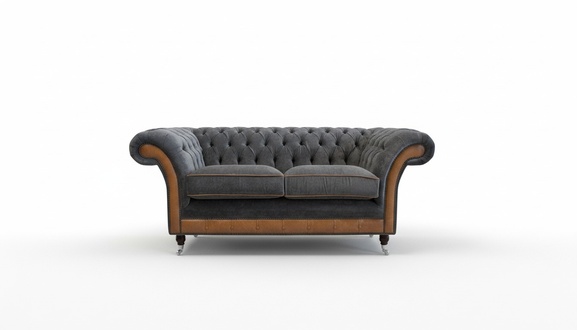 Luxus 2 Sitzer Couch Polster Sofa Textil Stoff Chesterfield Garnitur Neu