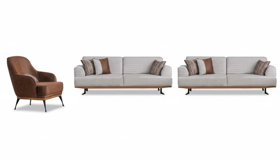 Luxus 3tlg Polstergarnitur Dreisitzer-Sofas & Sessel für Wohnzimmer