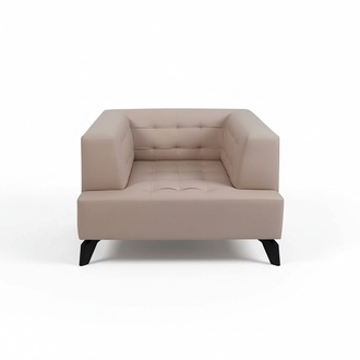 Luxus Beiger Ledersessel Polster Lounge Einsitzer Relax Clubsessel Stil