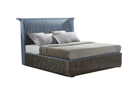 Klassische Designer Betten Schlafzimmer Bett Doppel Hotel möbel Stoff Textil Neu