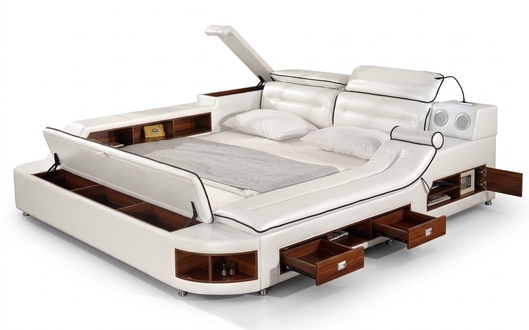 Luxus Bett Bett Leder Betten 180x200 Multifunktion Schlafzimmer Liege
