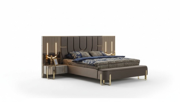 Luxus Bett Betten Modern Doppelbett Braun Bettrahmen Schlafzimmer Neu