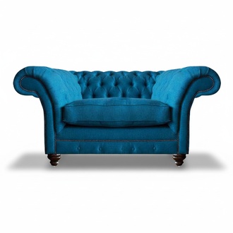 Luxus Blau Sessel Wohnzimmer Sitz Möbel Chesterfield Polstermöbel Textil Neu