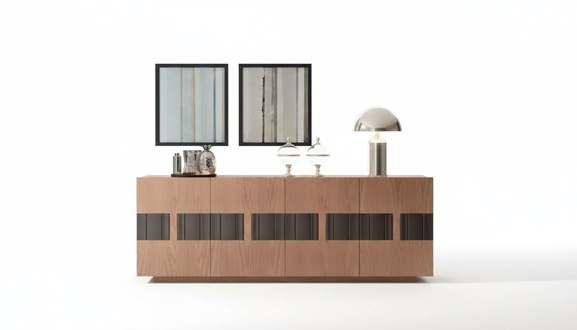 Luxus Braunes Sideboard Moderne Wohnzimmer Kommode 4 türig Holz Möbel