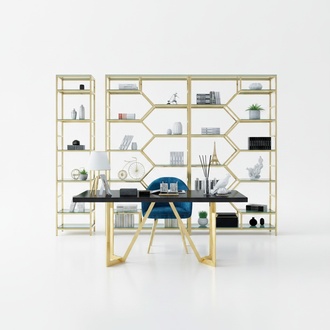 Luxus Büro Set Gruppe Edelstahl Metall Tisch Schrank 5tlg. Garnitur Office