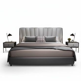 Luxus Doppel Hotel Betten 180x200cm Schlaf Zimmer Grau Leder Bett