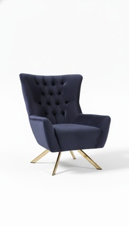 Luxus Einsitzer Sessel Samt Couch Polster Möbel Designer Blau Sofa Chesterfield